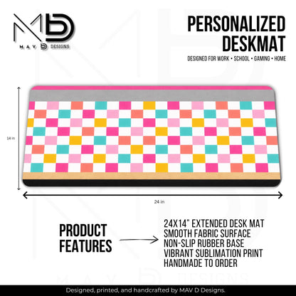 Personalized Deskmat | Bright Checkered Pencil Layers