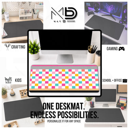 Personalized Deskmat | Bright Checkered Pencil Layers