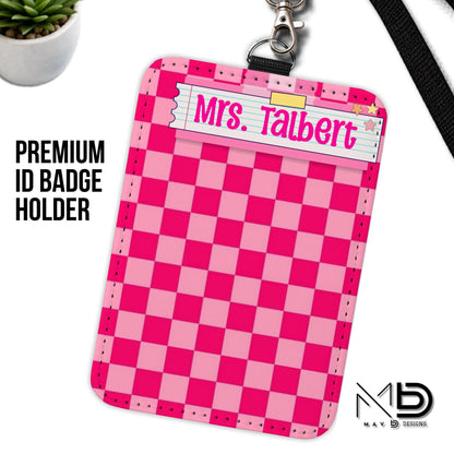 Personalized ID Badge Holder | Checkered Washi Tape Nameplate |  {+COLOR OPTIONS}