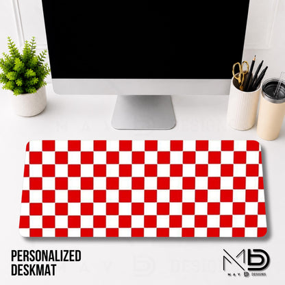 Personalized Deskmat | Red Checkered | Custom Name | Custom Design
