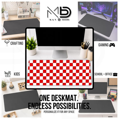 Personalized Deskmat | Red Checkered | Custom Name | Custom Design