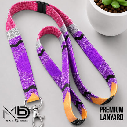 Personalized Lanyard | Purple Sparkly Crayon