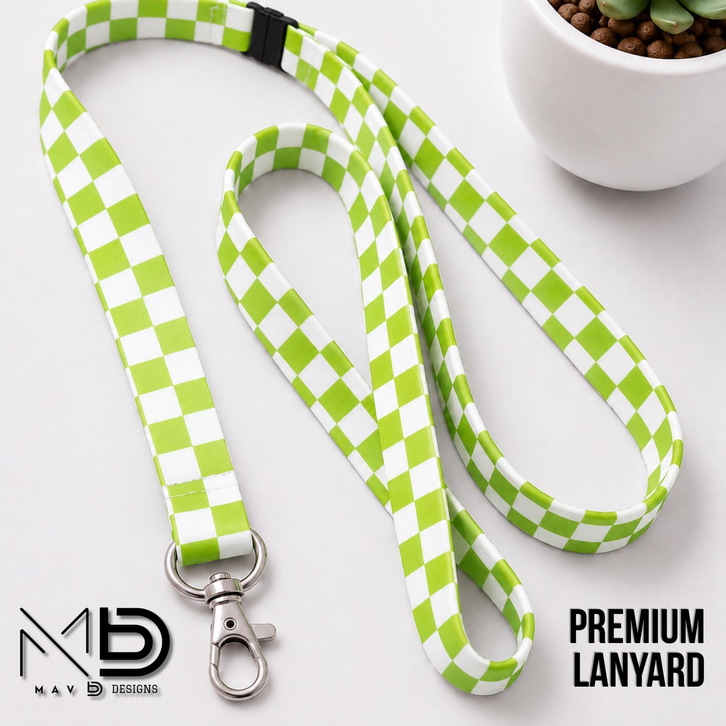 Personalized Lanyard | Light Green Checkered