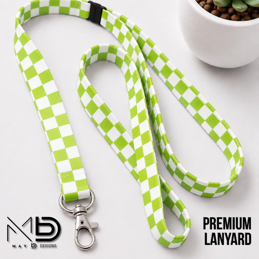 Personalized Lanyard | Light Green Checkered