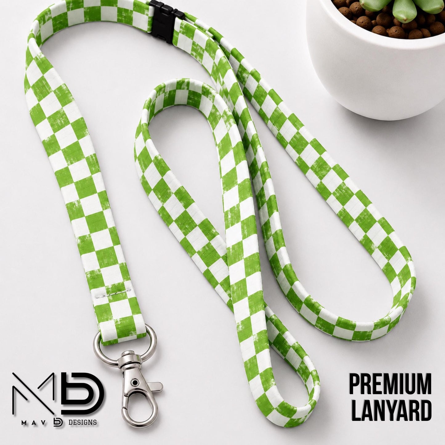 Personalized Lanyard | Green Checkered