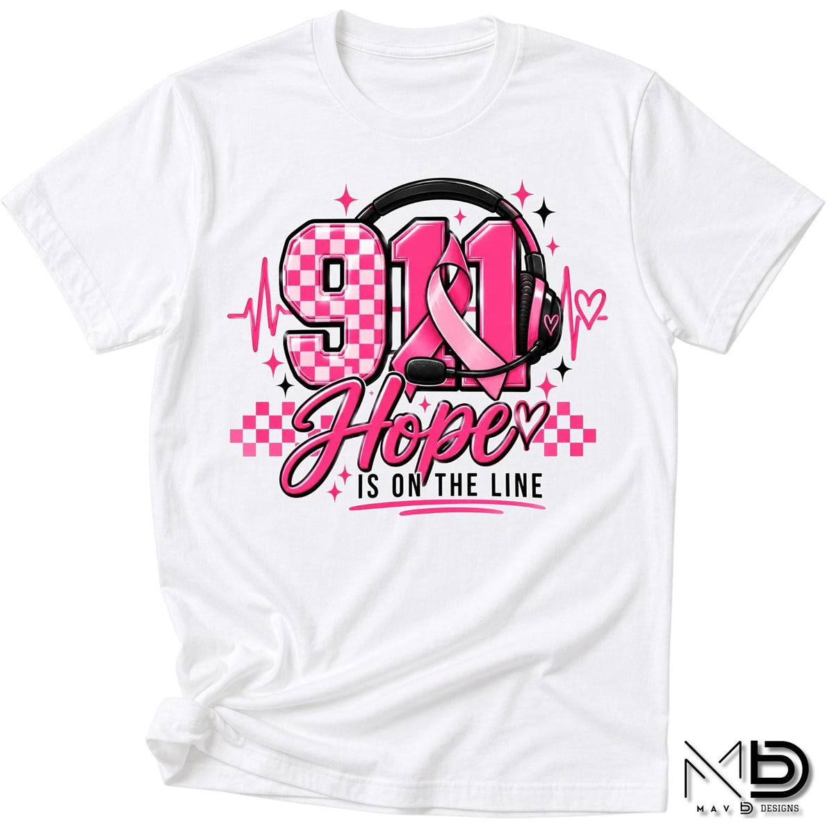911 Dispatch Hope Is On The Line | 911 Dispatcher Breast Cancer Awareness Shirt | Telecommunicator Shirt | Breast Cancer Shirt