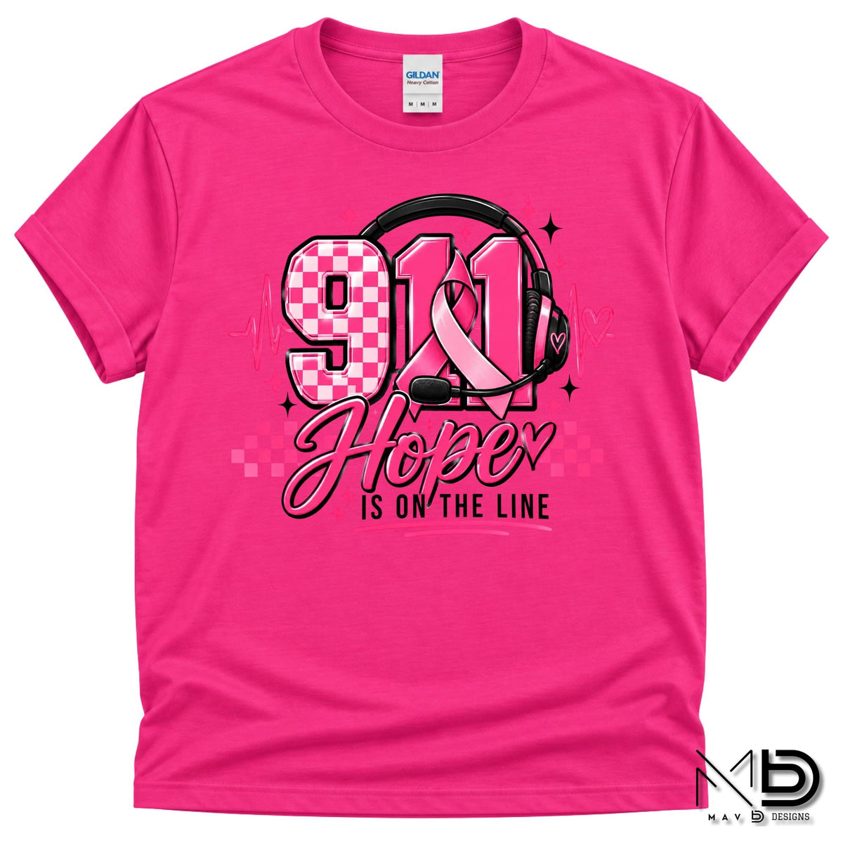 911 Dispatch Hope Is On The Line | 911 Dispatcher Breast Cancer Awareness Shirt | Telecommunicator Shirt | Breast Cancer Shirt