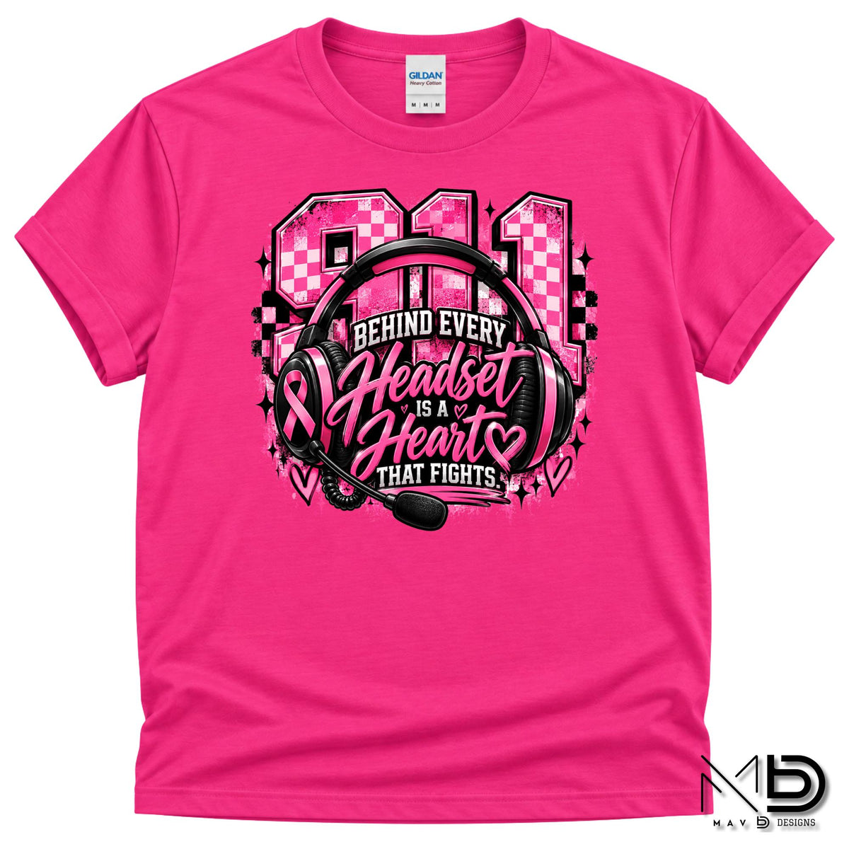 911 Dispatch Heart Behind The Headset | 911 Dispatcher Breast Cancer Awareness Shirt | Telecommunicator Shirt | Breast Cancer Shirt