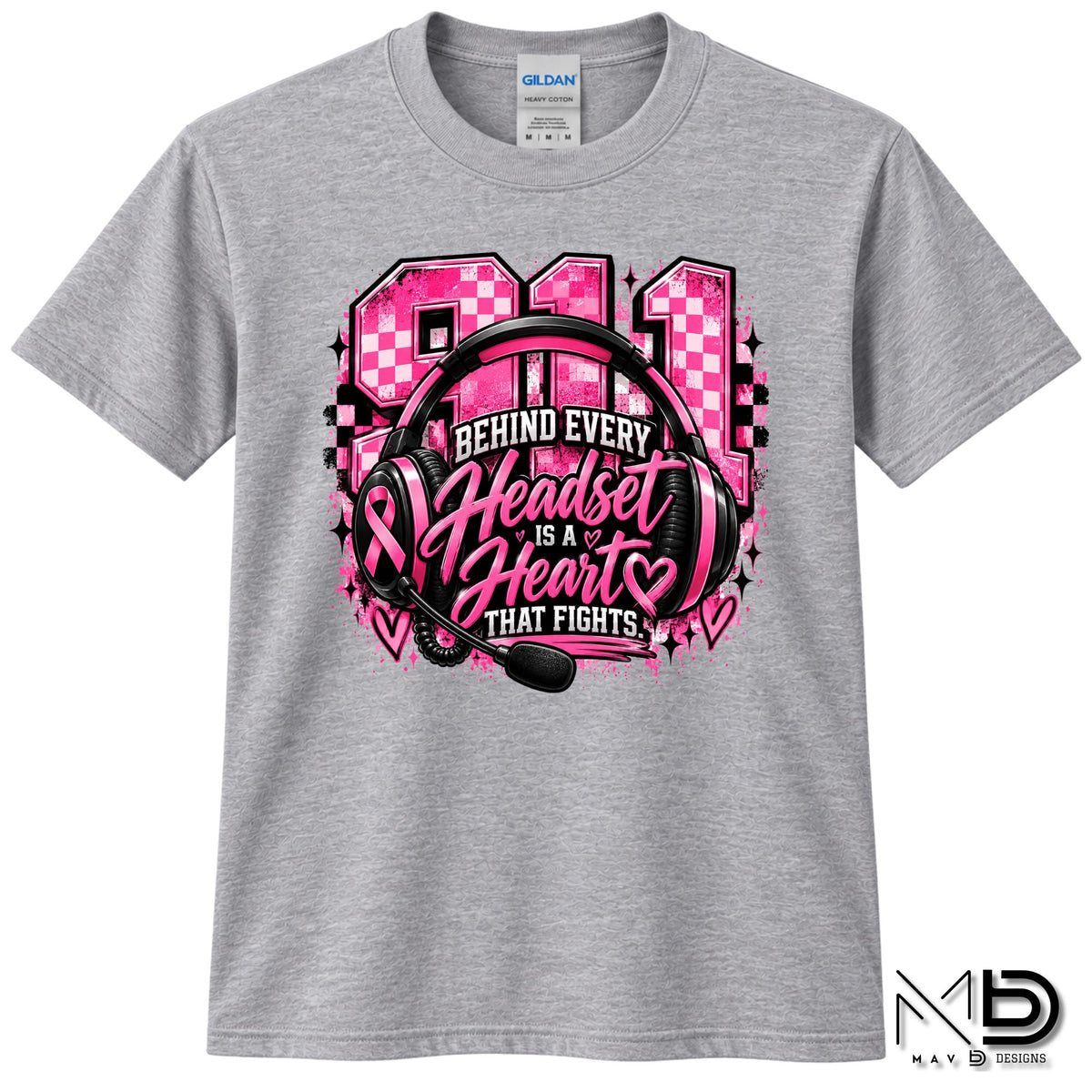 911 Dispatch Heart Behind The Headset | 911 Dispatcher Breast Cancer Awareness Shirt | Telecommunicator Shirt | Breast Cancer Shirt