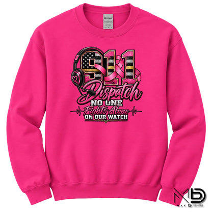No One Fights Alone On Our Watch | 911 Dispatcher Breast Cancer Awareness Shirt | Telecommunicator Shirt | Breast Cancer Shirt