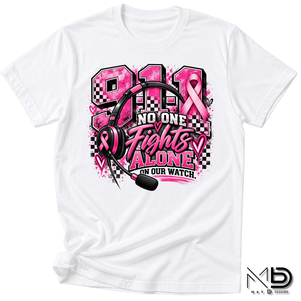No One Fights Alone On Our Watch 2 | 911 Dispatcher Breast Cancer Awareness Shirt | Telecommunicator Shirt | Breast Cancer Shirt