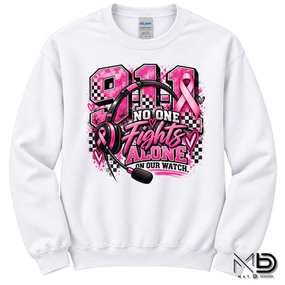 No One Fights Alone On Our Watch 2 | 911 Dispatcher Breast Cancer Awareness Shirt | Telecommunicator Shirt | Breast Cancer Shirt