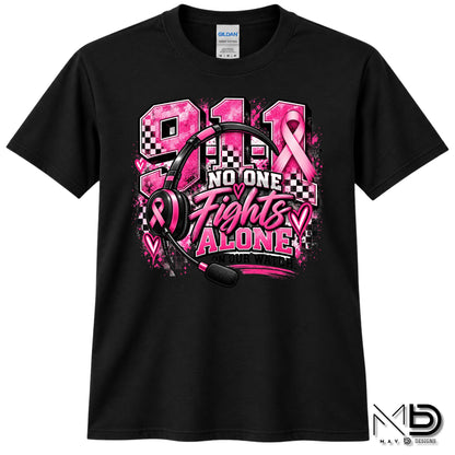 No One Fights Alone On Our Watch 2 | 911 Dispatcher Breast Cancer Awareness Shirt | Telecommunicator Shirt | Breast Cancer Shirt