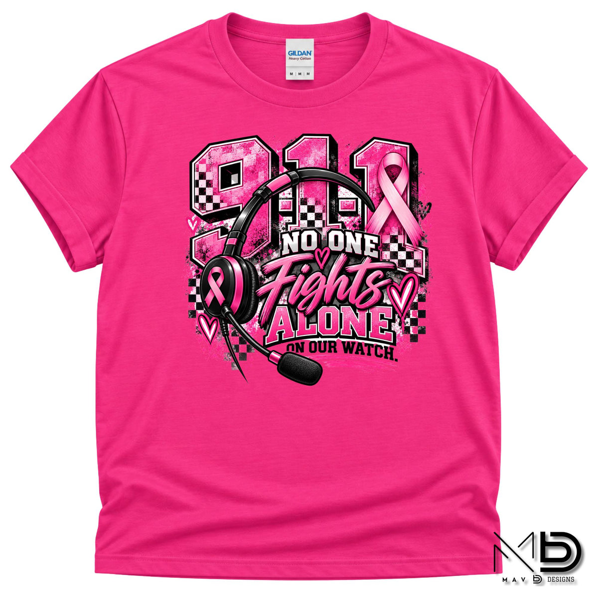 No One Fights Alone On Our Watch 2 | 911 Dispatcher Breast Cancer Awareness Shirt | Telecommunicator Shirt | Breast Cancer Shirt
