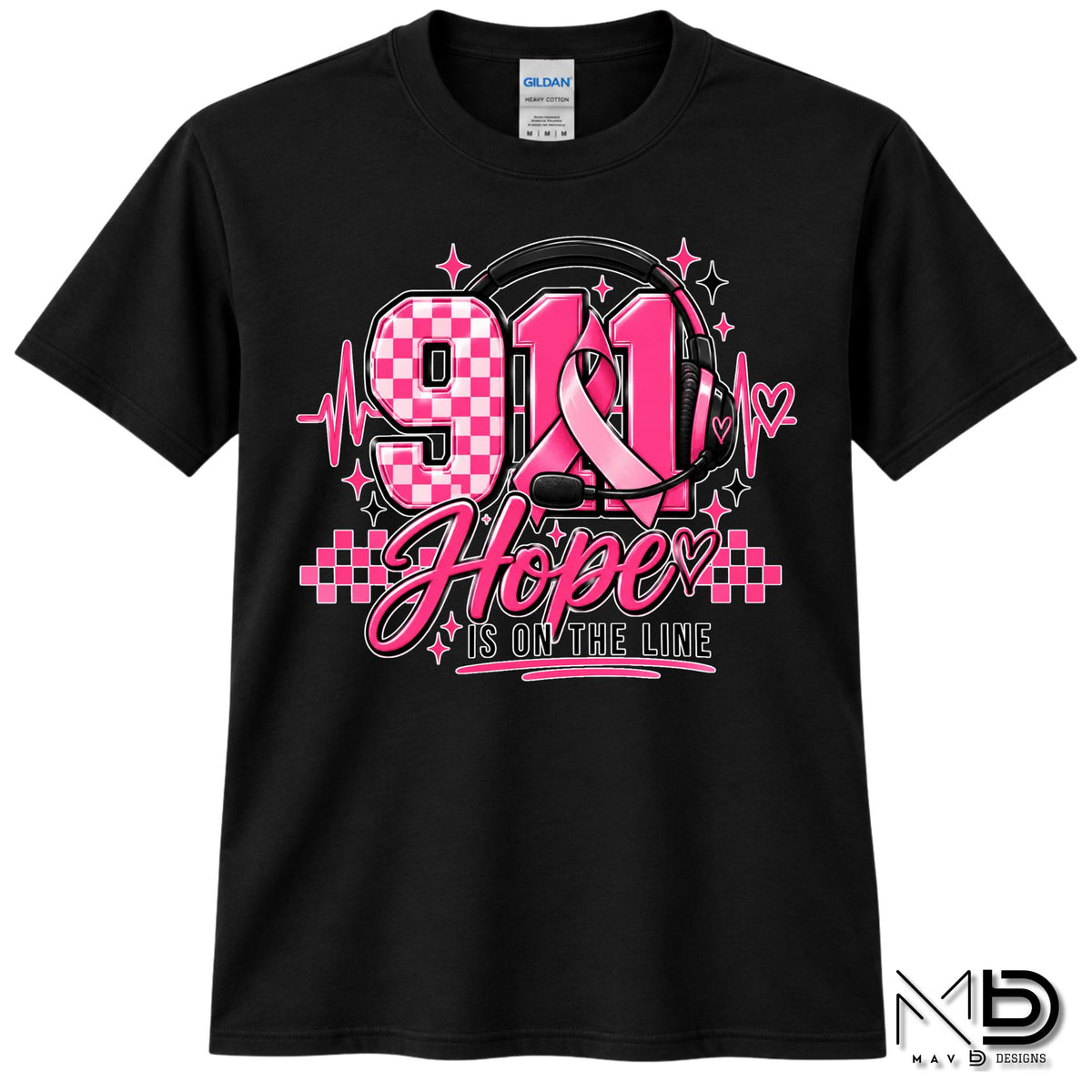 911 Dispatch Hope Is On The Line | 911 Dispatcher Breast Cancer Awareness Shirt | Telecommunicator Shirt | Breast Cancer Shirt