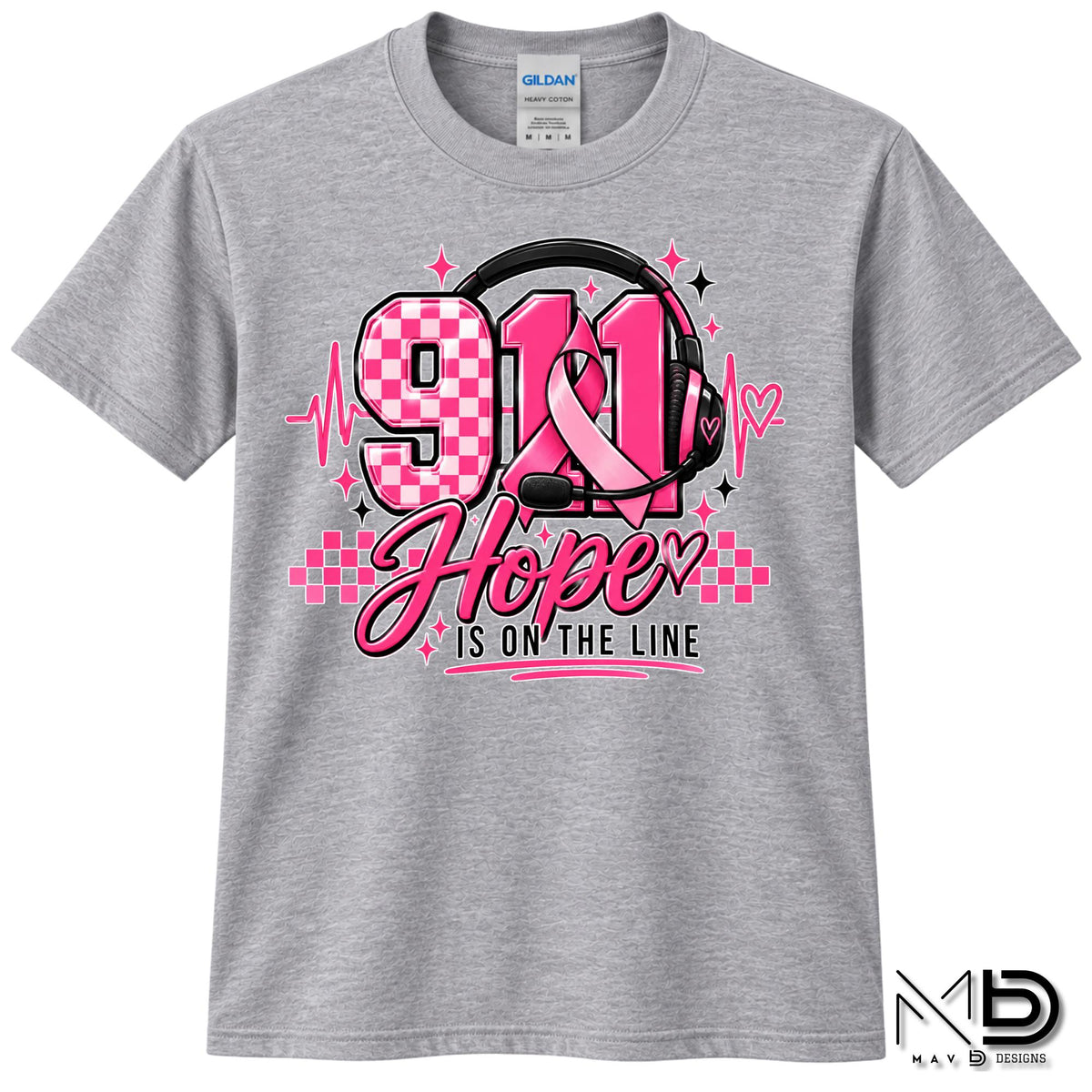 911 Dispatch Hope Is On The Line | 911 Dispatcher Breast Cancer Awareness Shirt | Telecommunicator Shirt | Breast Cancer Shirt