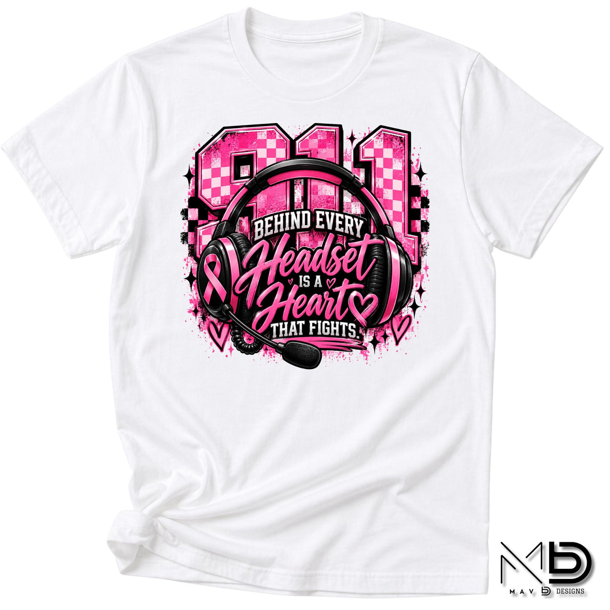 911 Dispatch Heart Behind The Headset | 911 Dispatcher Breast Cancer Awareness Shirt | Telecommunicator Shirt | Breast Cancer Shirt