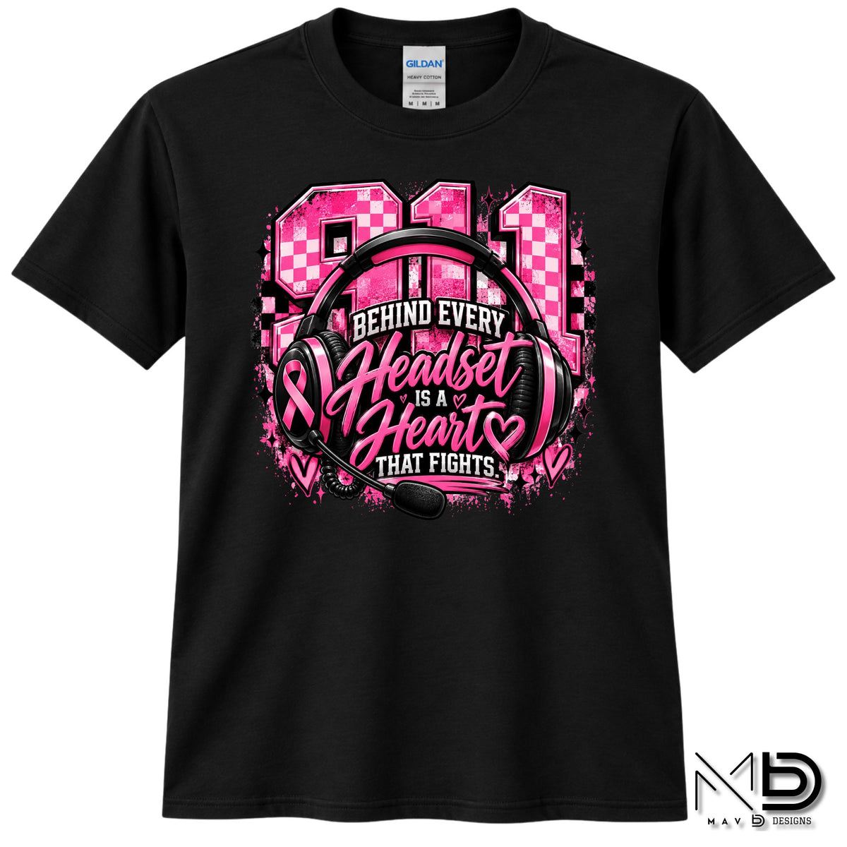 911 Dispatch Heart Behind The Headset | 911 Dispatcher Breast Cancer Awareness Shirt | Telecommunicator Shirt | Breast Cancer Shirt