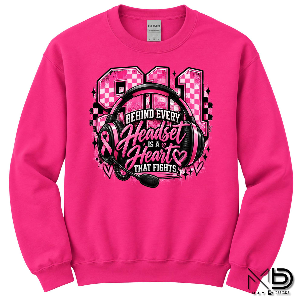 911 Dispatch Heart Behind The Headset | 911 Dispatcher Breast Cancer Awareness Shirt | Telecommunicator Shirt | Breast Cancer Shirt