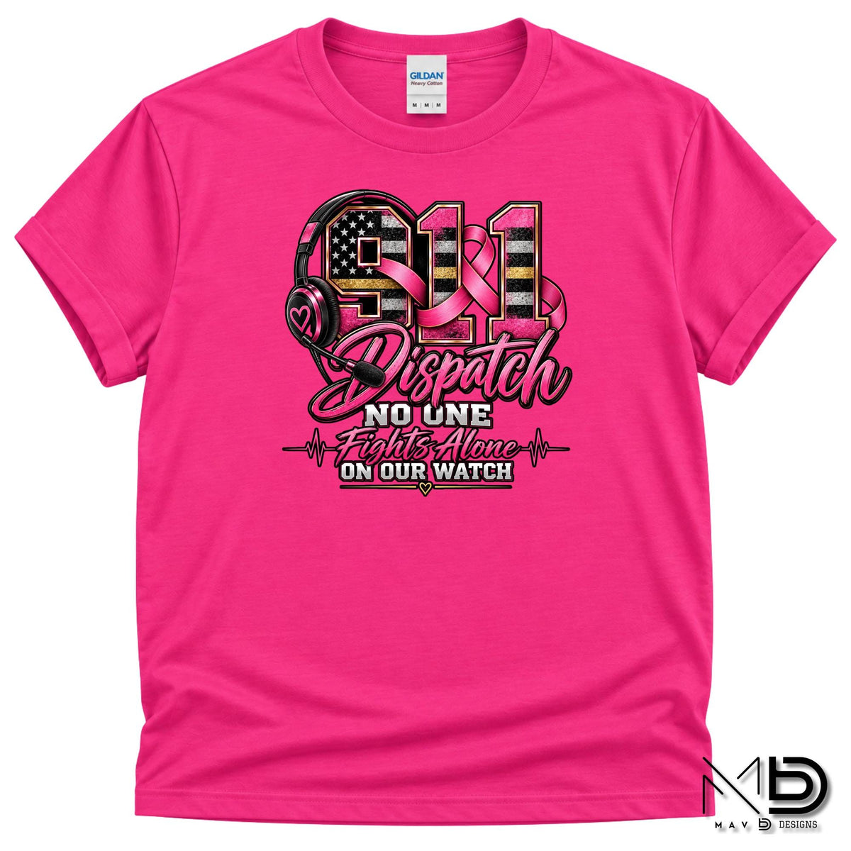No One Fights Alone On Our Watch | 911 Dispatcher Breast Cancer Awareness Shirt | Telecommunicator Shirt | Breast Cancer Shirt