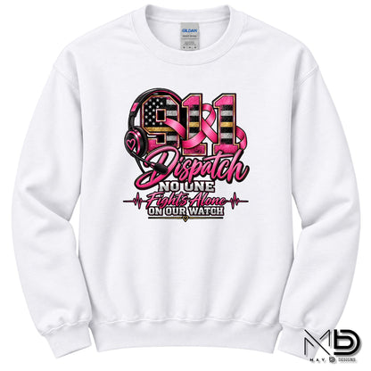 No One Fights Alone On Our Watch | 911 Dispatcher Breast Cancer Awareness Shirt | Telecommunicator Shirt | Breast Cancer Shirt