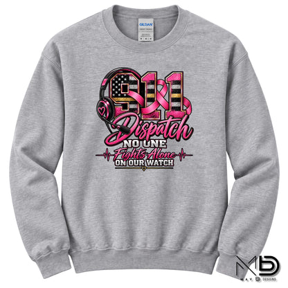 No One Fights Alone On Our Watch | 911 Dispatcher Breast Cancer Awareness Shirt | Telecommunicator Shirt | Breast Cancer Shirt