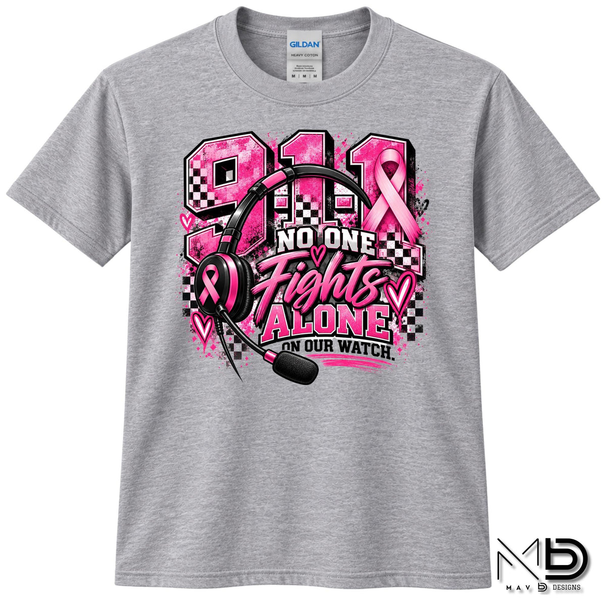 No One Fights Alone On Our Watch 2 | 911 Dispatcher Breast Cancer Awareness Shirt | Telecommunicator Shirt | Breast Cancer Shirt