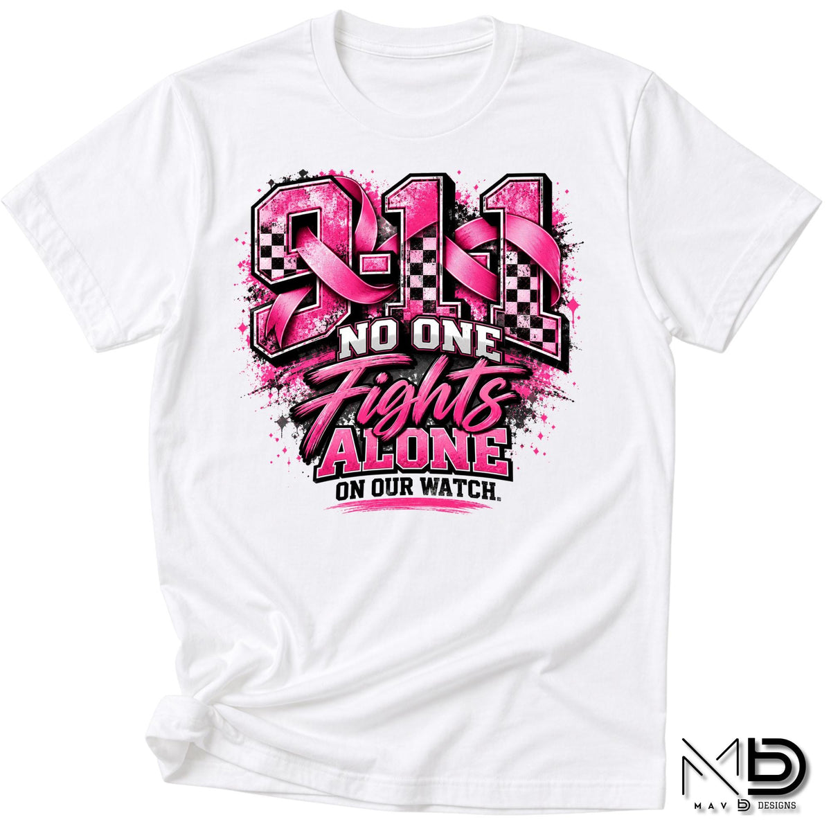 No One Fights Alone On Our Watch 3 | 911 Dispatcher Breast Cancer Awareness Shirt | Telecommunicator Shirt | Breast Cancer Shirt